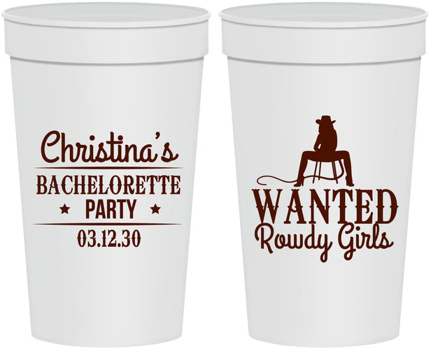 Personalized Bachelorette 32 oz Stadium Cups - Wanted Rowdy Girls | 60049