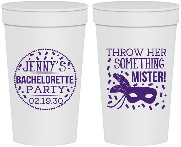 Personalized Bachelorette 32 oz Stadium Cups - Mardi Gras | 60055