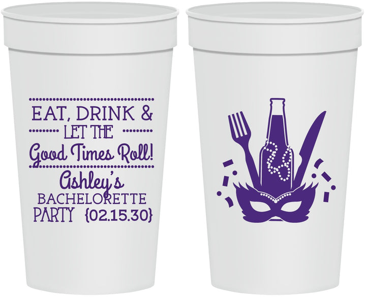 Personalized Bachelorette 32 oz Stadium Cups - Mardi Gras | 60057