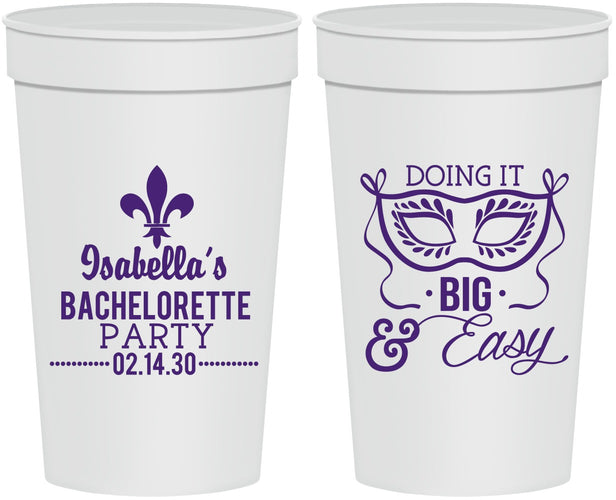 Personalized Bachelorette 32 oz Stadium Cups - Mardi Gras | 60059