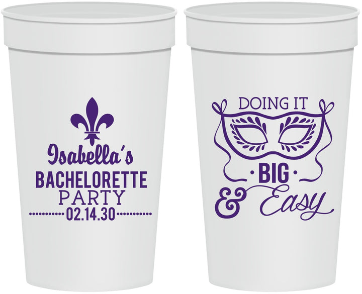 Personalized Bachelorette 32 oz Stadium Cups - Mardi Gras | 60059