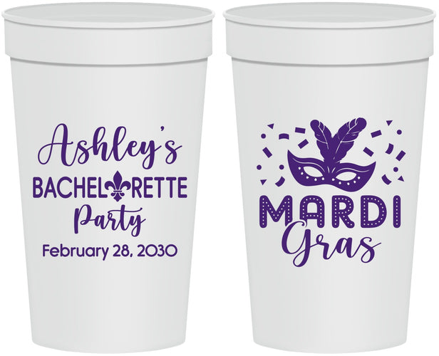 Personalized Bachelorette 32 oz Stadium Cups - Mardi Gras | 60060