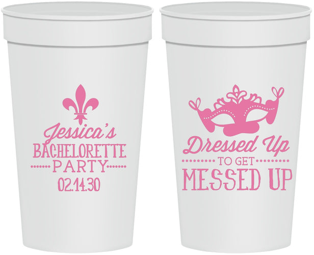 Personalized Bachelorette 32 oz Stadium Cups - Mardi Gras | 60061