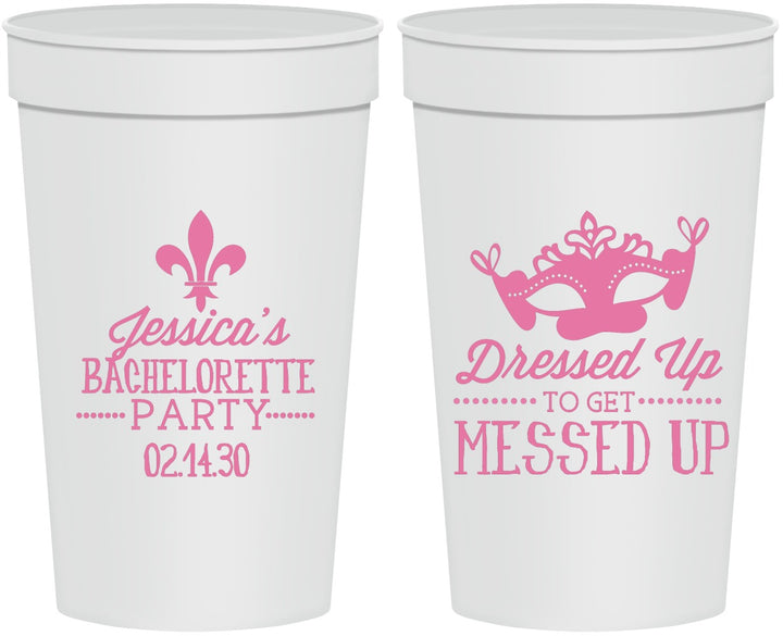 Personalized Bachelorette 32 oz Stadium Cups - Mardi Gras | 60061