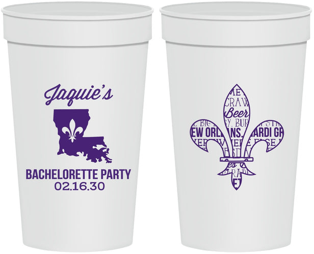 Personalized Bachelorette 32 oz Stadium Cups - Mardi Gras | 60062