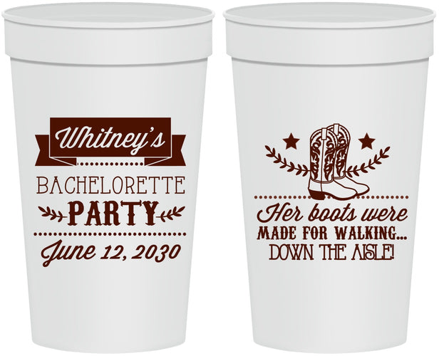 Personalized Bachelorette 32 oz Stadium Cups - Cowgirl Boots | 60072