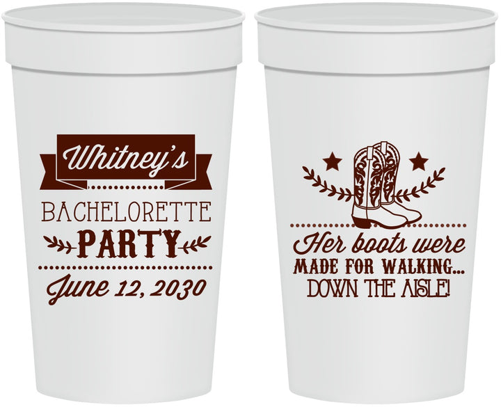 Personalized Bachelorette 32 oz Stadium Cups - Cowgirl Boots | 60072