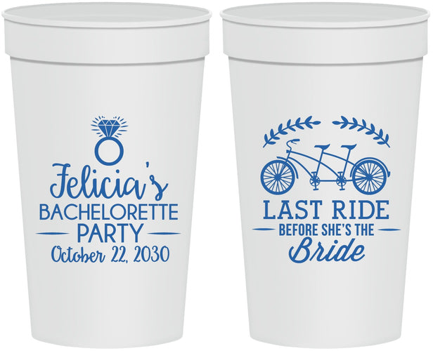 Personalized Bachelorette 32 oz Stadium Cups - Last Ride Before Bride | 60073