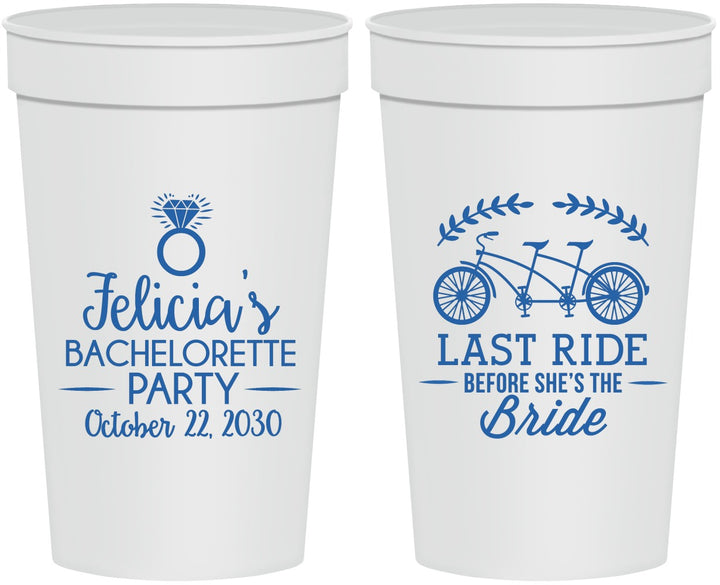 Personalized Bachelorette 32 oz Stadium Cups - Last Ride Before Bride | 60073