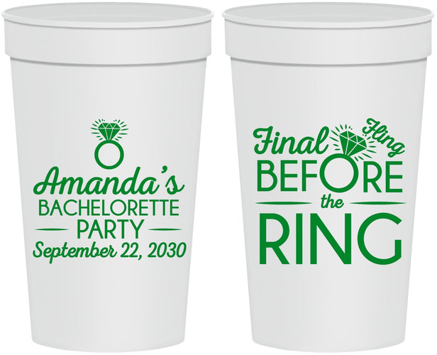 Personalized Bachelorette 32 oz Stadium Cups - Final Fling Before The Ring | 60074