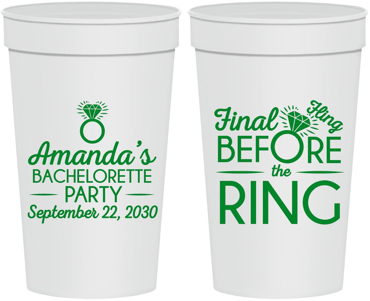 Personalized Bachelorette 32 oz Stadium Cups - Final Fling Before The Ring | 60074