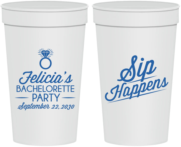 Personalized Bachelorette 32 oz Stadium Cups - Sip Happens | 60081