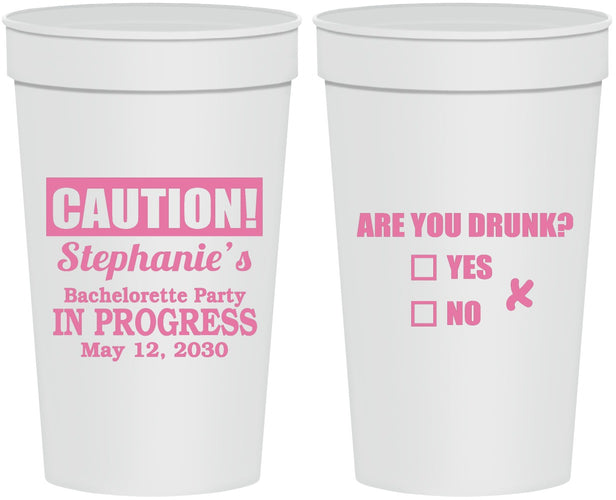 Personalized Bachelorette 32 oz Stadium Cups - Drunk Yes Or No | 60083