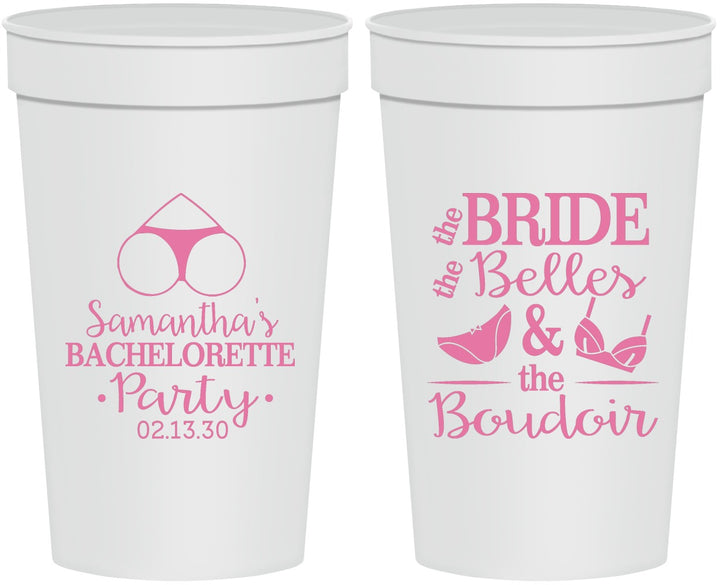 Personalized Bachelorette 32 oz Stadium Cups - Brides Bells Boudoir | 60085