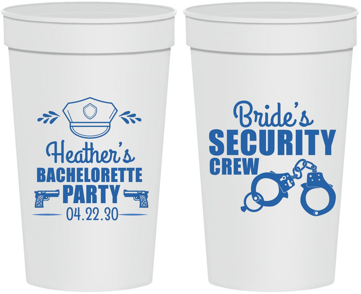 Personalized Bachelorette 32 oz Stadium Cups - Police Security Crew | 60091