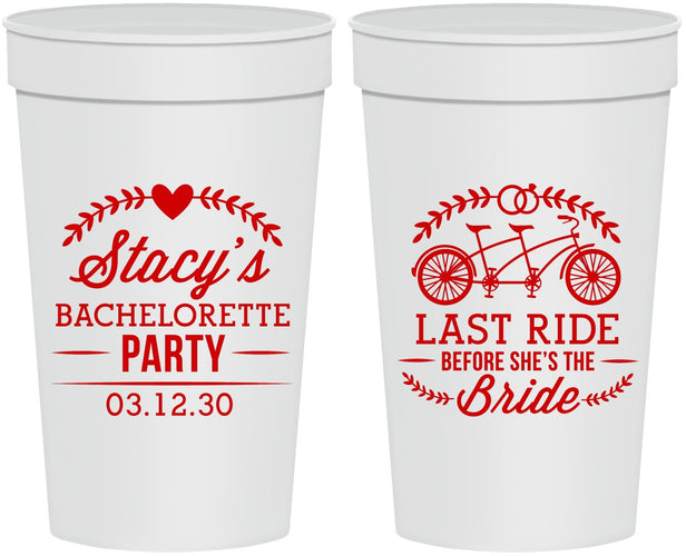 Personalized Bachelorette 32 oz Stadium Cups - Last Ride Before Bride | 60093