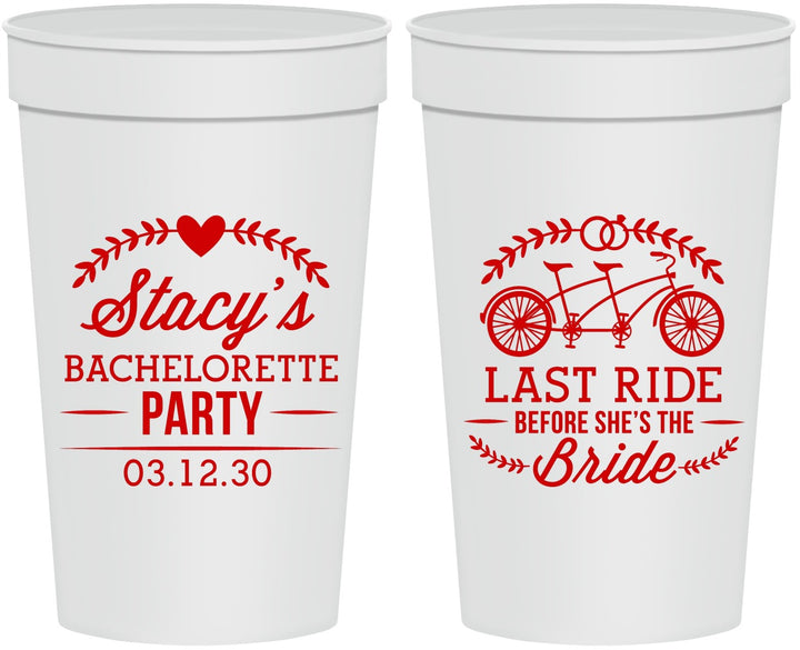 Personalized Bachelorette 32 oz Stadium Cups - Last Ride Before Bride | 60093