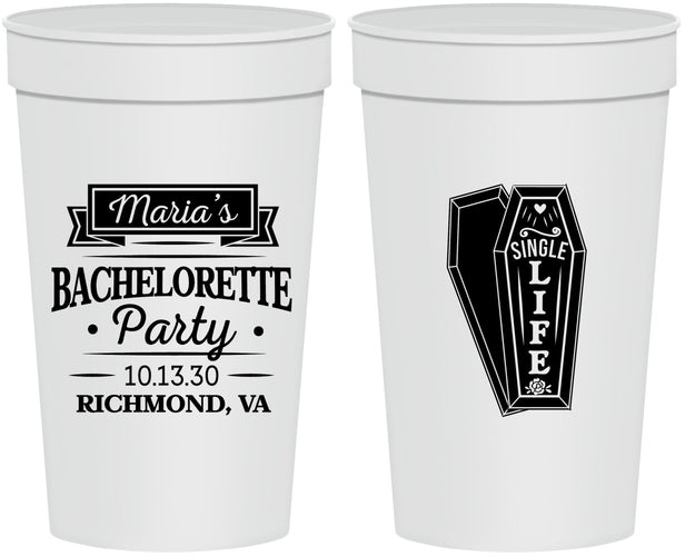 Personalized Bachelorette 32 oz Stadium Cups - Rip Single Life | 60095