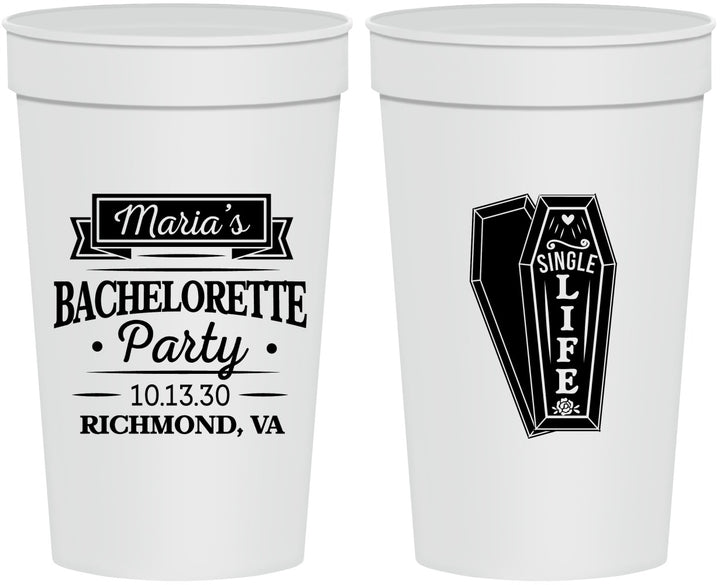 Personalized Bachelorette 32 oz Stadium Cups - Rip Single Life | 60095
