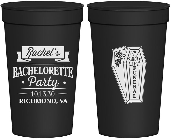 Personalized Bachelorette 32 oz Stadium Cups - Rip Single Life | 60096