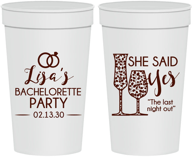 Personalized Bachelorette 32 oz Stadium Cups - The Last Night Out | 60097