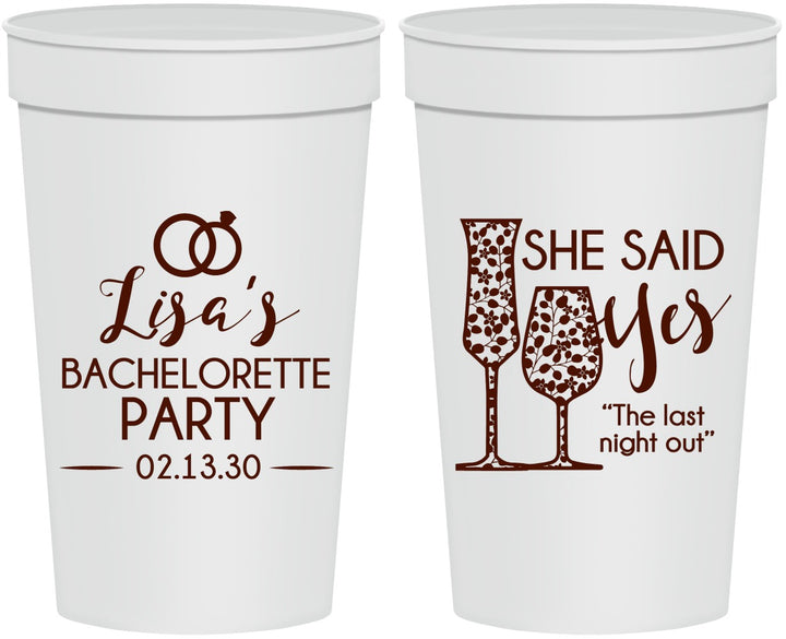 Personalized Bachelorette 32 oz Stadium Cups - The Last Night Out | 60097