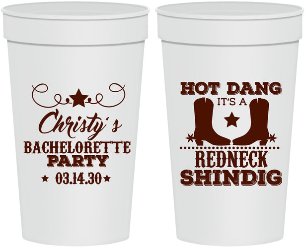 Personalized Bachelorette 32 oz Stadium Cups - Redneck Shindig | 60100
