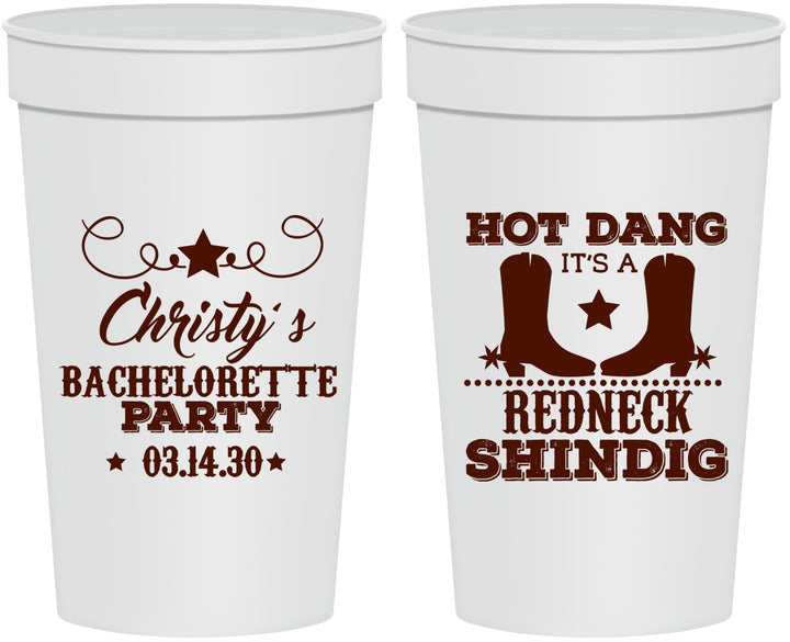 Personalized Bachelorette 32 oz Stadium Cups - Redneck Shindig | 60100