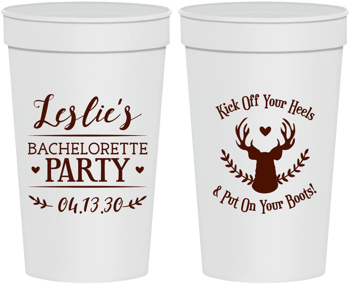 Personalized Bachelorette 32 oz Stadium Cups - Deer Heels Boots | 60102