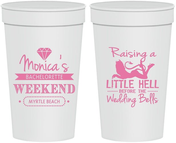 Personalized Bachelorette 32 oz Stadium Cups - Raising A Little Hell | 60103