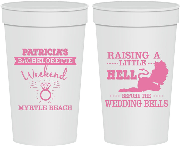 Personalized Bachelorette 32 oz Stadium Cups - Raising A Little Hell | 60104