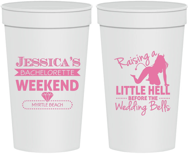 Personalized Bachelorette 32 oz Stadium Cups - Raising A Little Hell | 60105