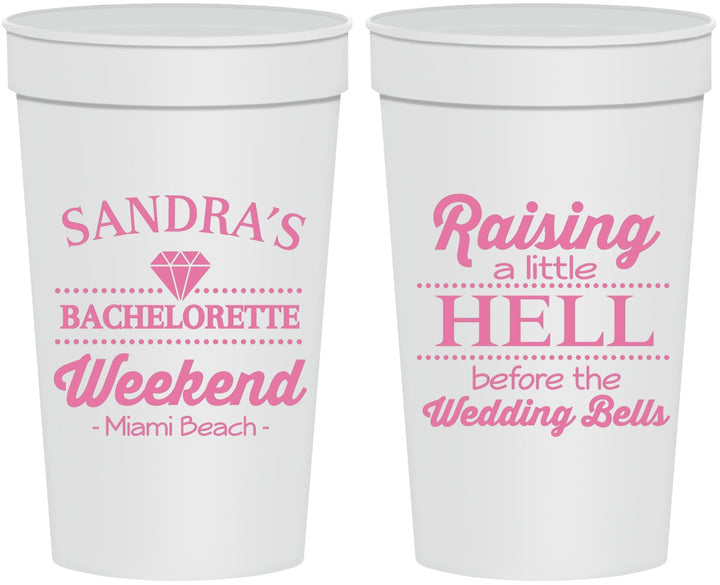 Personalized Bachelorette 32 oz Stadium Cups - Raising A Little Hell | 60108