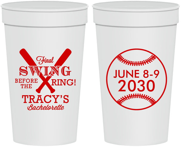 Personalized Bachelorette 32 oz Stadium Cups - Final Swing Before Ring | 60109