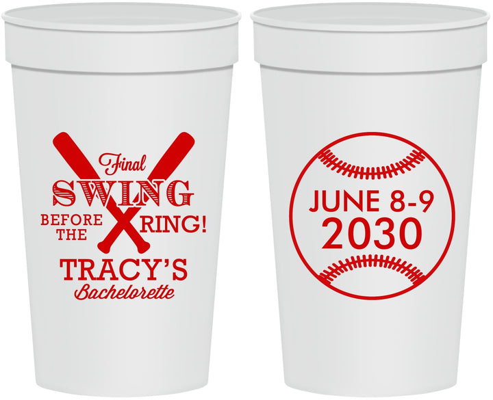 Personalized Bachelorette 32 oz Stadium Cups - Final Swing Before Ring | 60109