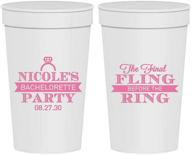 Personalized Bachelorette 32 oz Stadium Cups - Final Fling Before The Ring | 60110