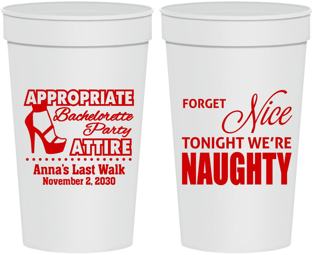 Personalized Bachelorette 32 oz Stadium Cups - Nice Tonight Naughty | 60112