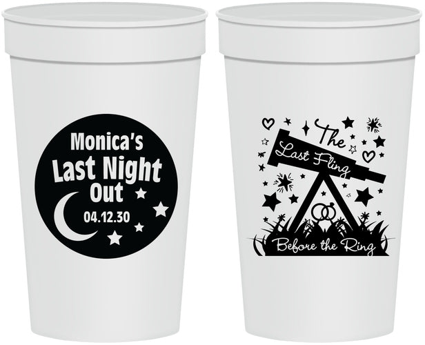 Personalized Bachelorette 32 oz Stadium Cups - Last Fling Before Rings | 60113
