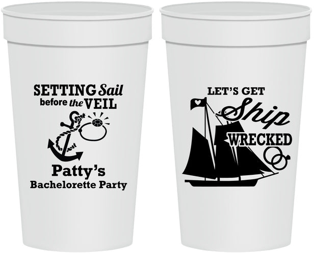 Personalized Bachelorette 32 oz Stadium Cups - Setting Sail Before Veil | 60116
