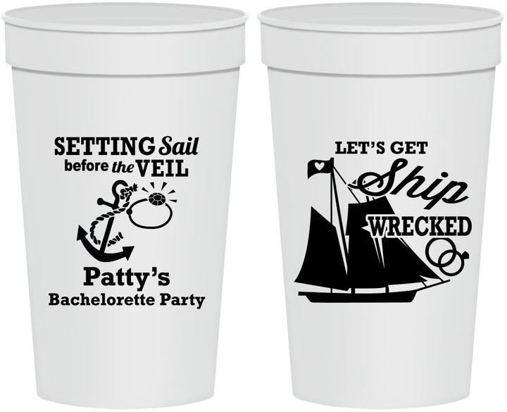 Personalized Bachelorette 32 oz Stadium Cups - Setting Sail Before Veil | 60116