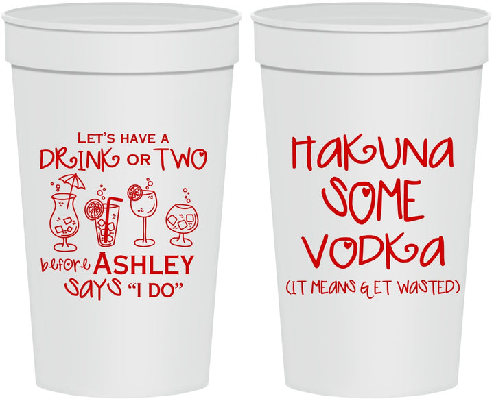 Personalized Bachelorette 32 oz Stadium Cups - Lets Get Wasted | 60119
