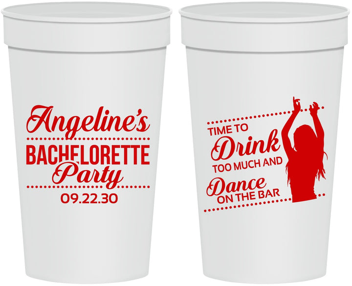 Personalized Bachelorette 32 oz Stadium Cups - Drink Dance On Bar | 60122
