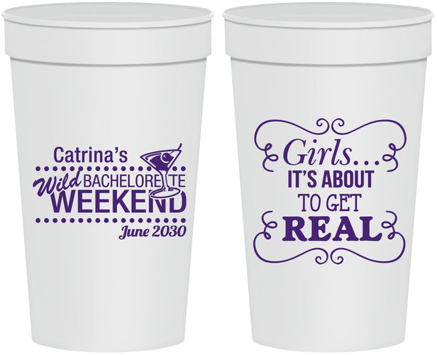Personalized Bachelorette 32 oz Stadium Cups - About To Get Real | 60123
