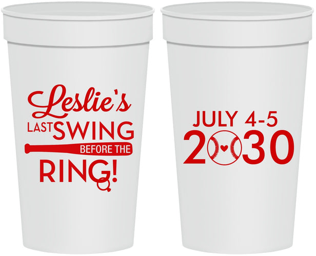 Personalized Bachelorette 32 oz Stadium Cups - Last Swing Before Ring | 60128
