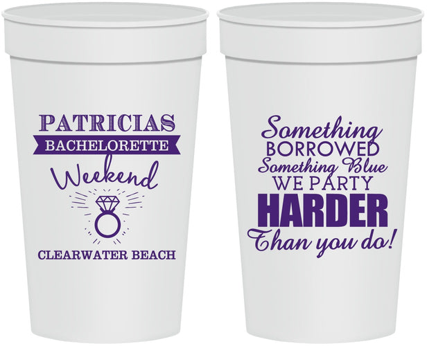 Personalized Bachelorette 32 oz Stadium Cups - Something Borrowed | 60130