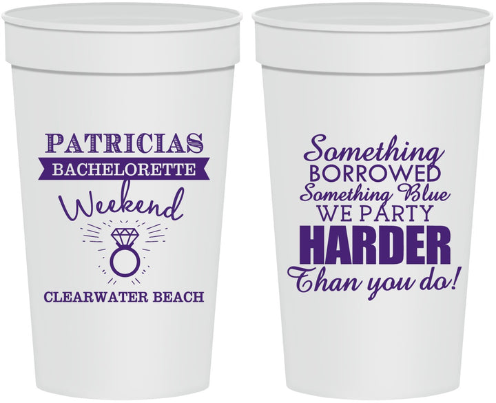 Personalized Bachelorette 32 oz Stadium Cups - Something Borrowed | 60130