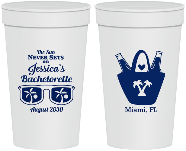 Personalized Bachelorette 32 oz Stadium Cups - Beach Sun Never Sets | 60136