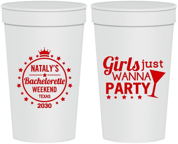 Personalized Bachelorette 32 oz Stadium Cups - Girls Just Wanna Party | 60139