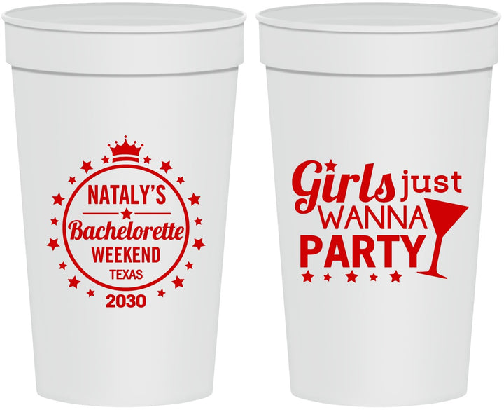 Personalized Bachelorette 32 oz Stadium Cups - Girls Just Wanna Party | 60139