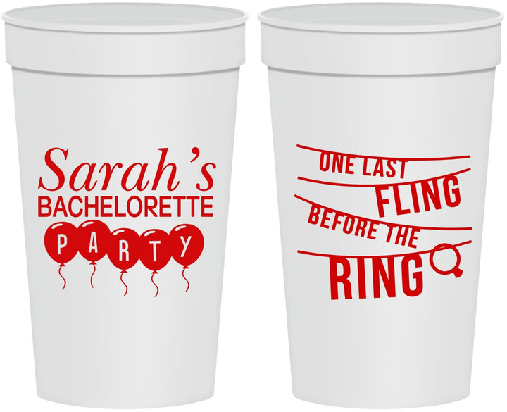 Personalized Bachelorette 32 oz Stadium Cups - Last Fling Before Rings | 60140
